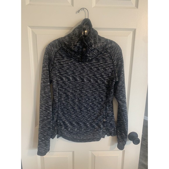 Avalanche Womens Sweatshirt Small Black Space Dye Fleece Snap Neck Pullover Soft - Picture 2 of 13